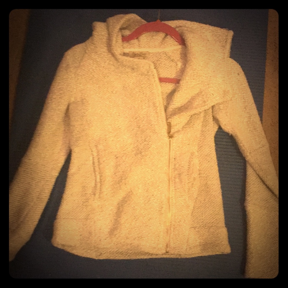 Gently used comfortable jacket with a hood